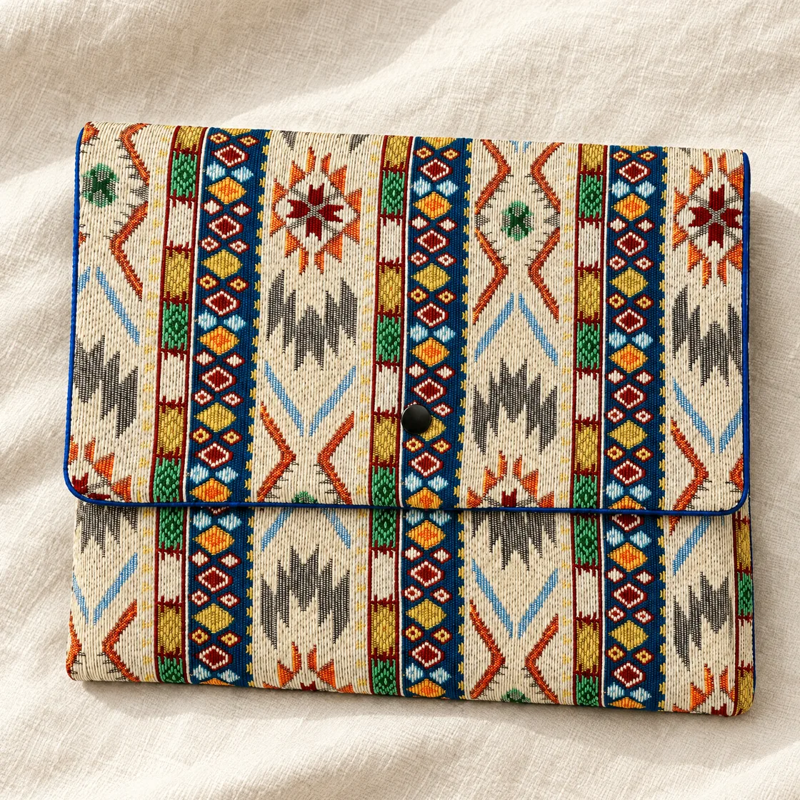 Housse de tablette en jacquard — détail du tissage