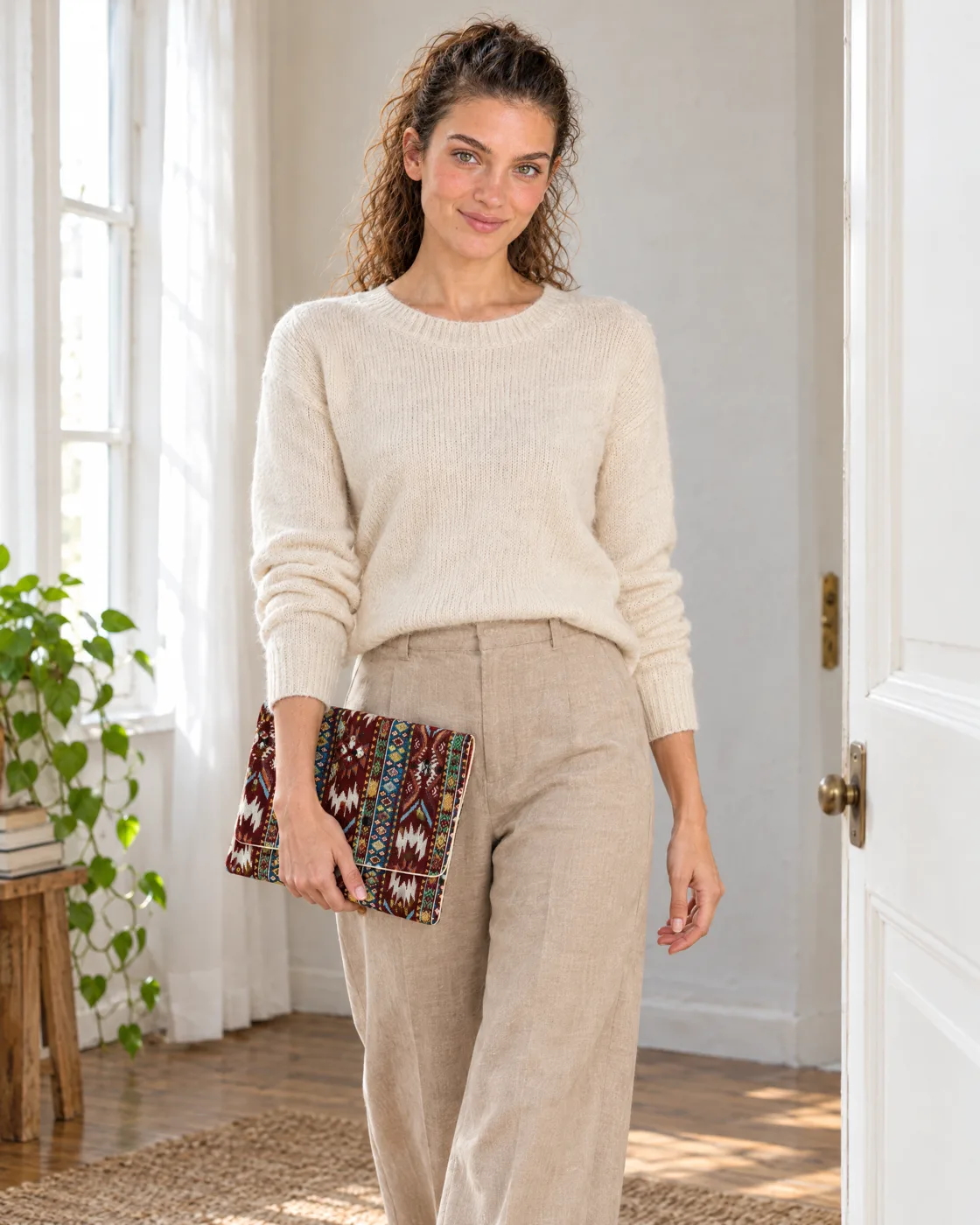 Housse de tablette en jacquard — en main