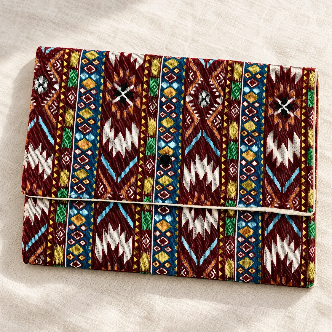 Housse de tablette en jacquard — détail du tissage