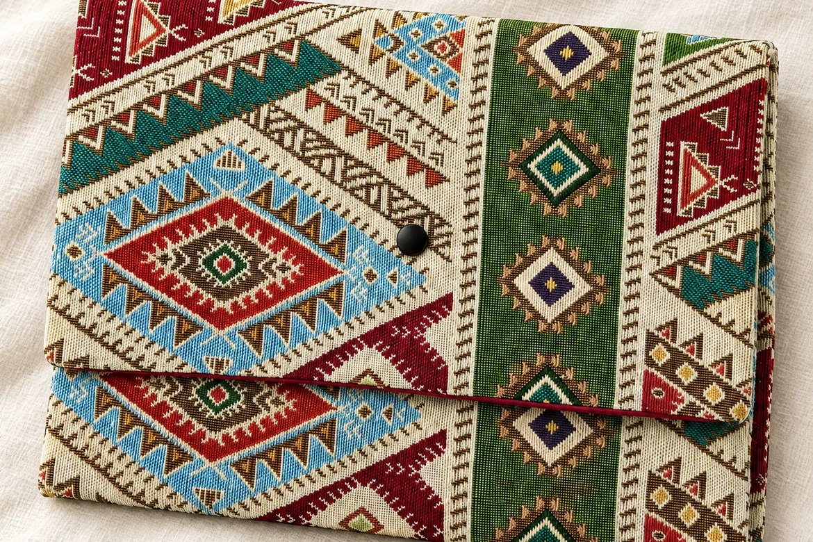 Housse de tablette en jacquard — détail