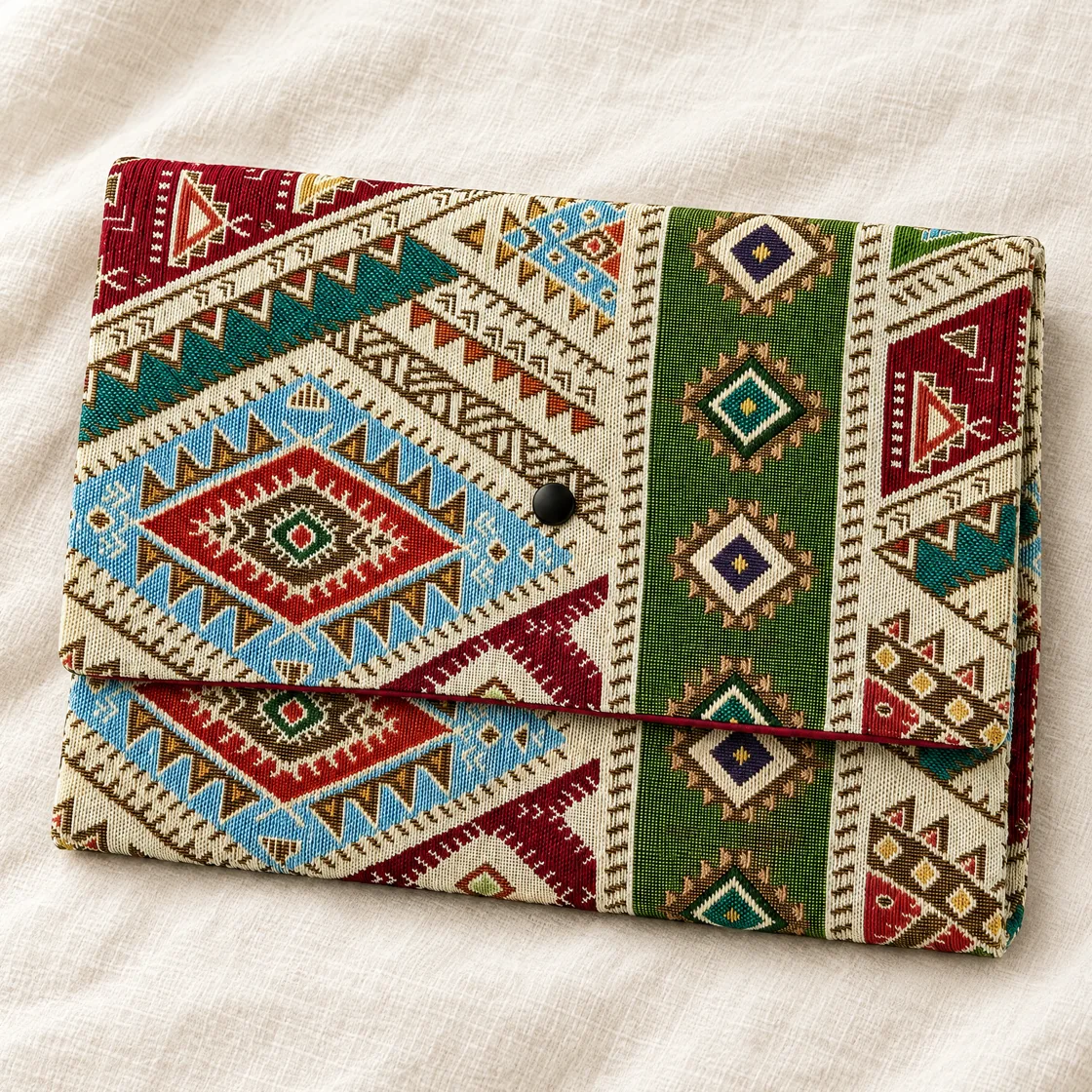 Housse de tablette en jacquard — détail du tissage
