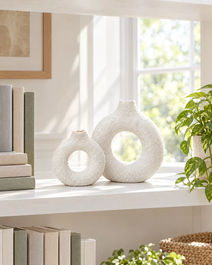 Vases céramique texturée — mise en scène