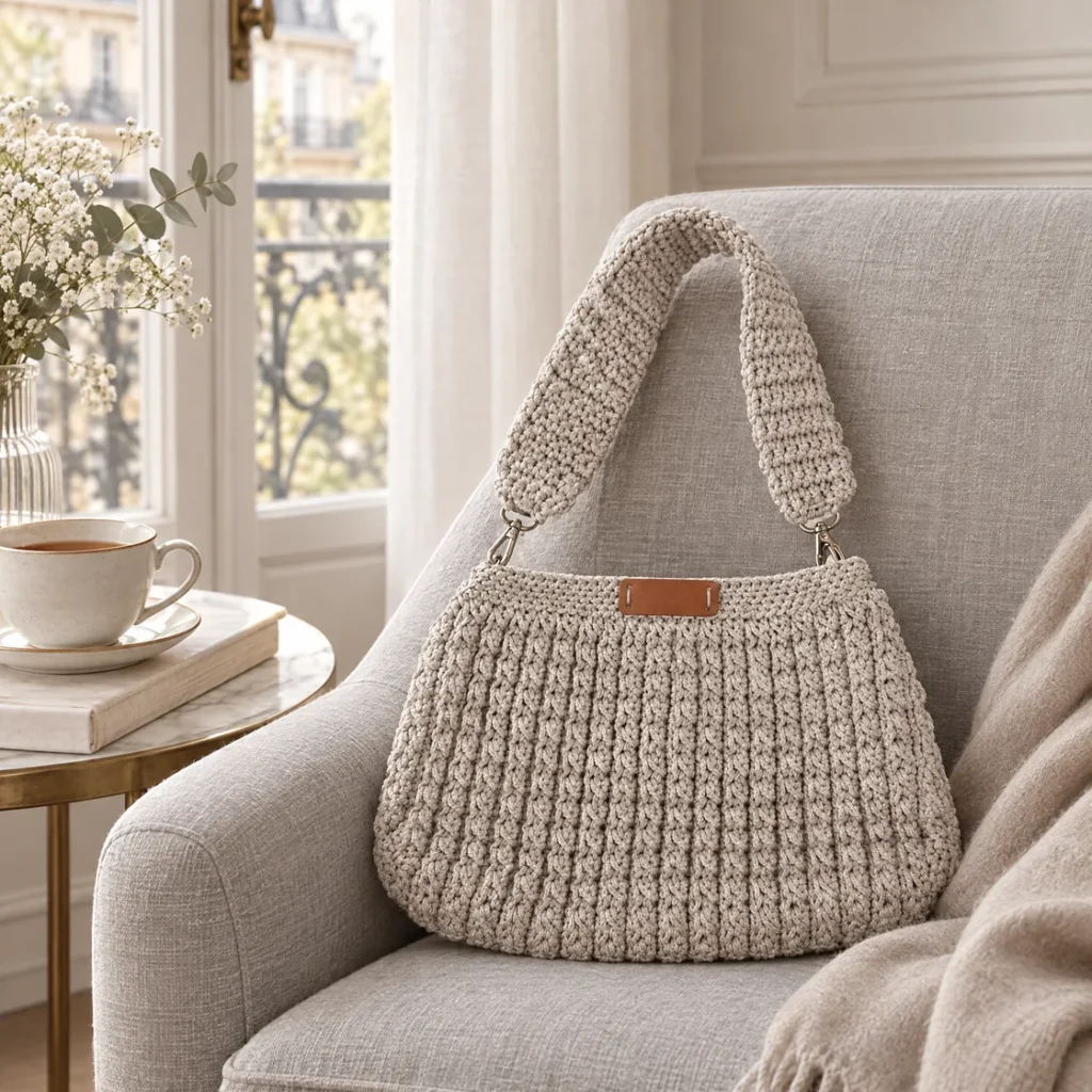 Single-handle crochet bag — still life