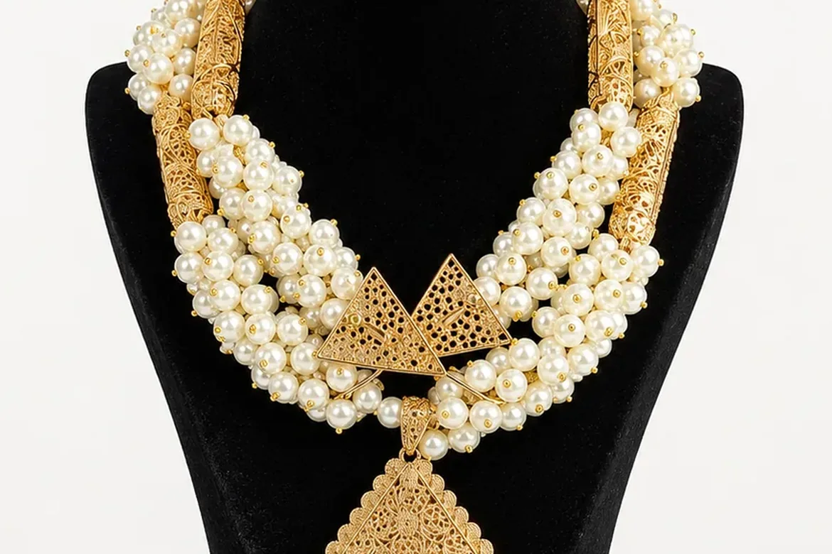 Collier plastron doré — détail