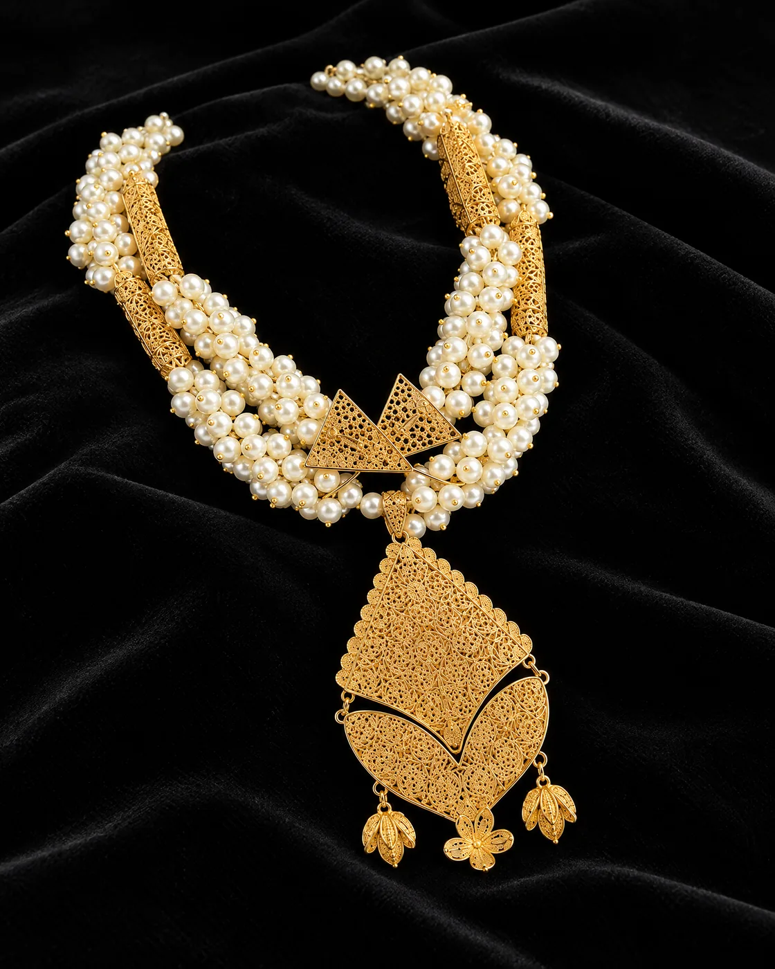 Collier plastron doré — sur velours