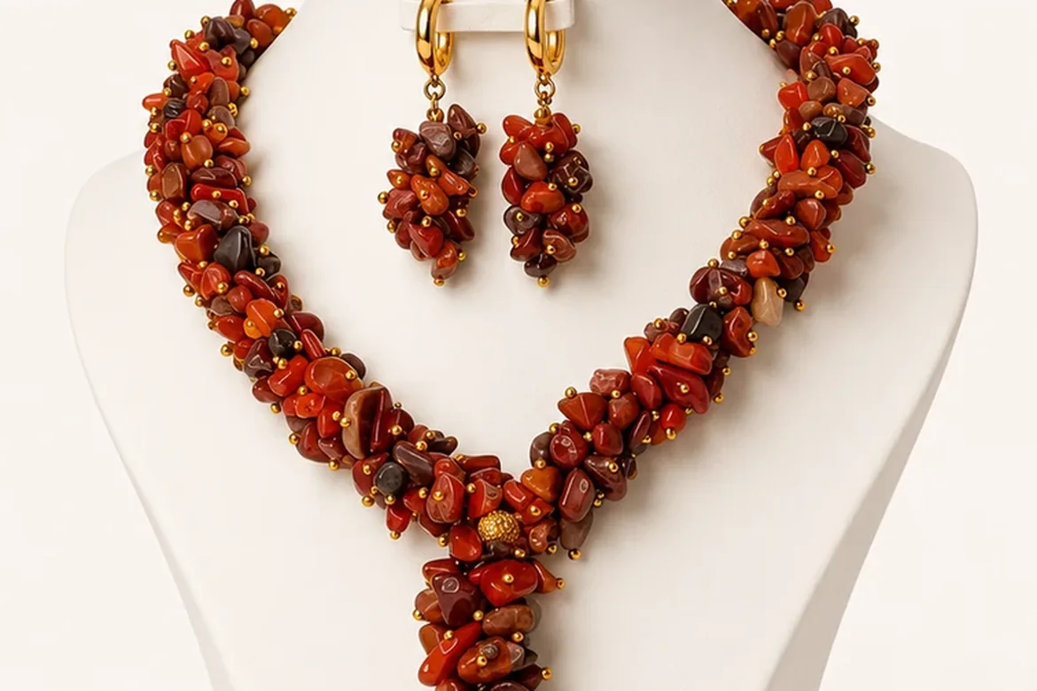 Parure jaspe marron — détail