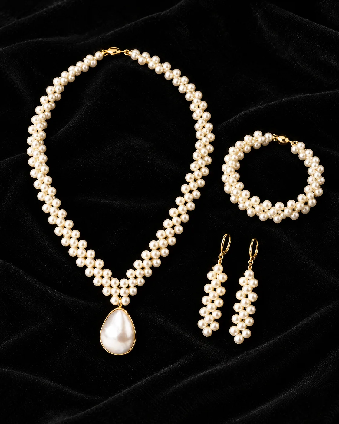 Parure perles — sur velours