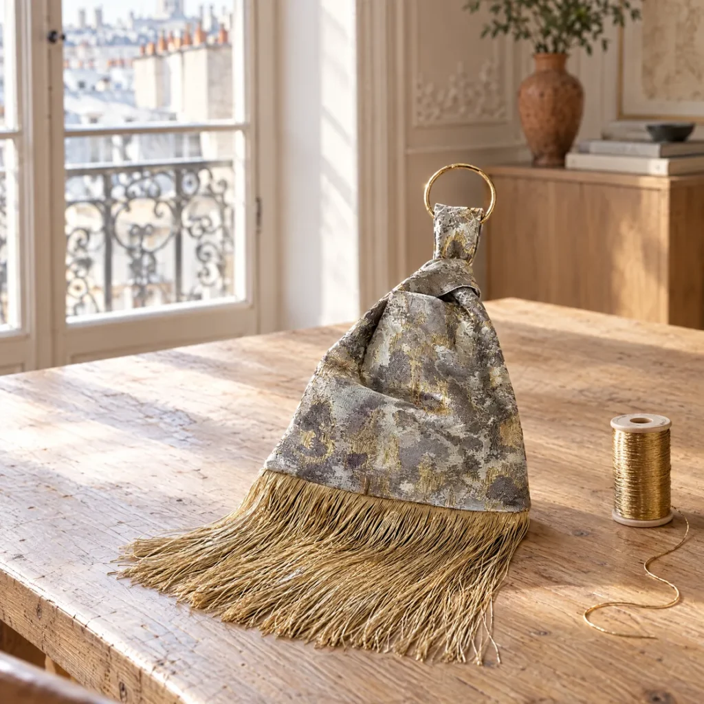 Marbled-effect fabric bag — in the atelier