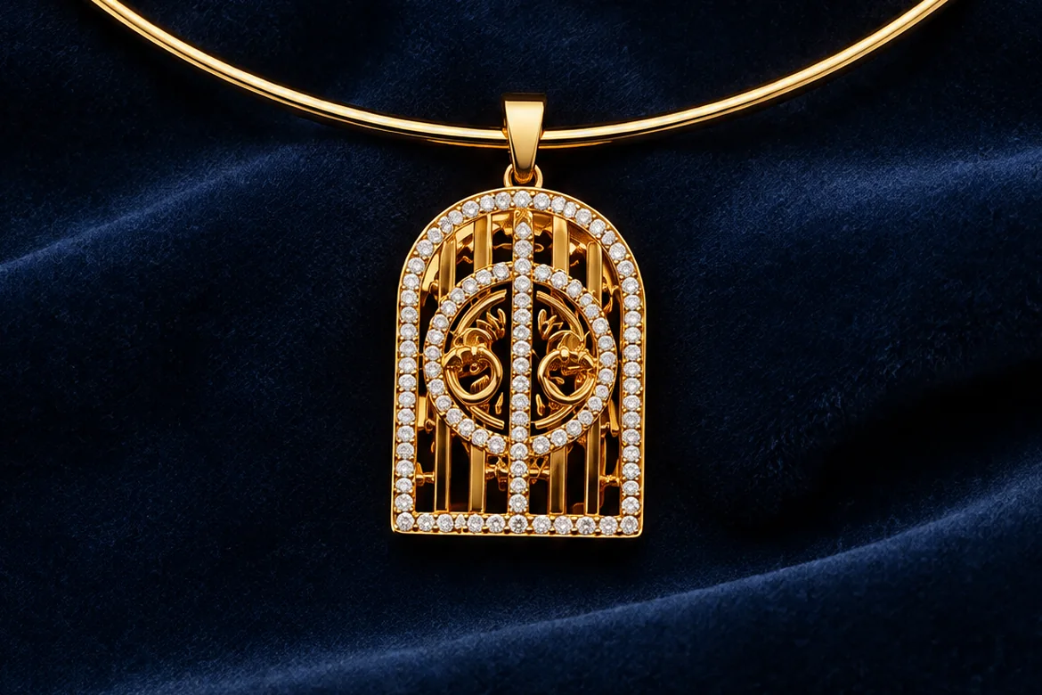 Collier jonc doré — détail