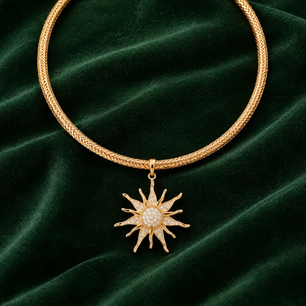 Gold-tone chain necklace — on velvet